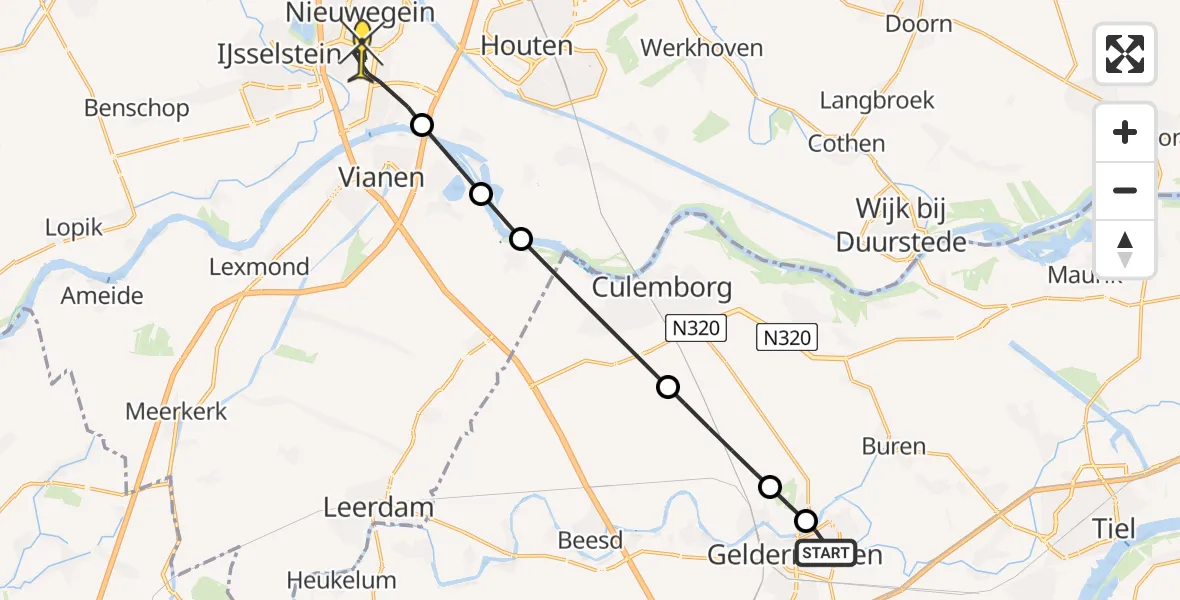 Routekaart van de vlucht: Lifeliner 3 naar Nieuwegein, Rijksstraatweg