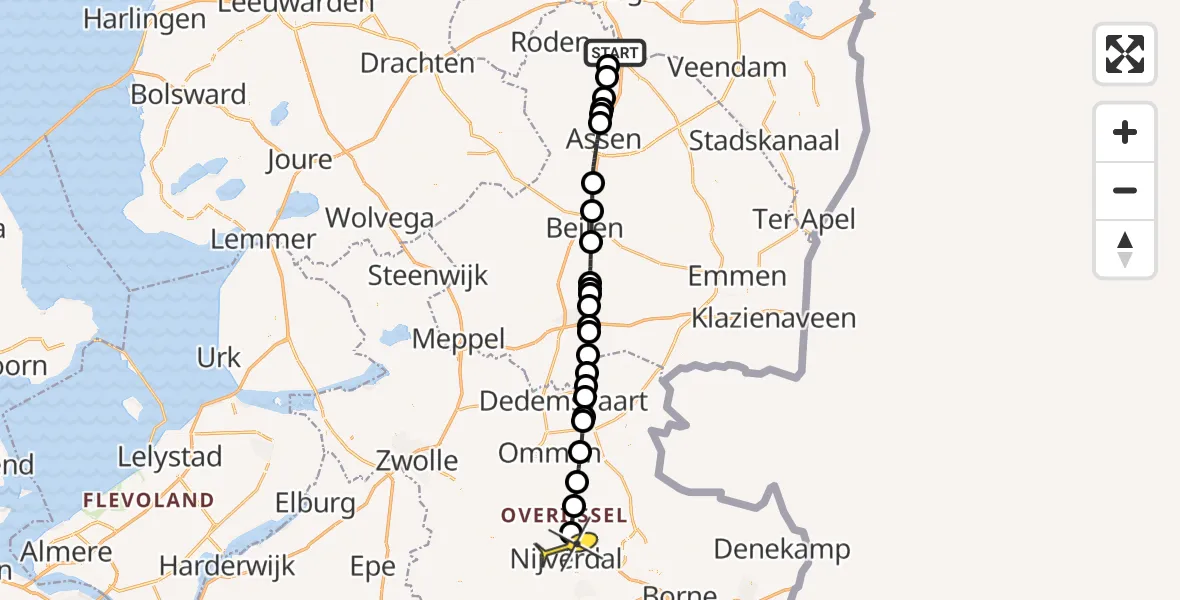 Routekaart van de vlucht: Lifeliner 4 naar Nijverdal, Veenweg