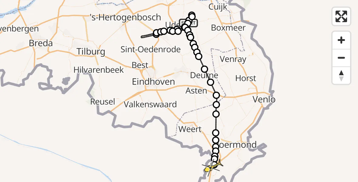 Routekaart van de vlucht: Lifeliner 3 naar Echt, Nieuweweg