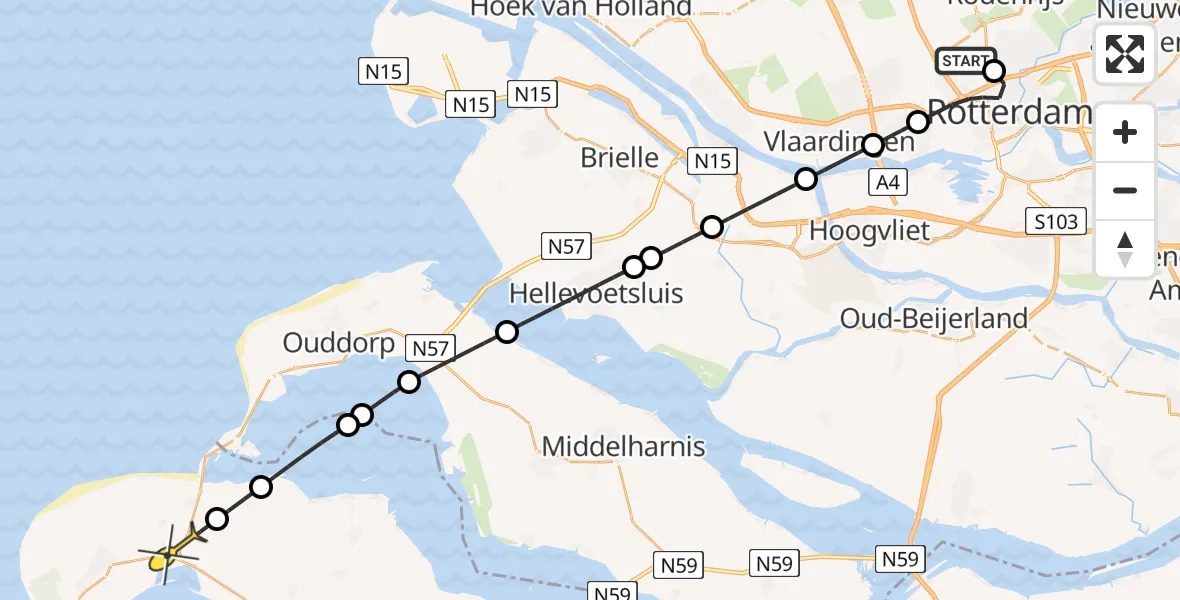 Routekaart van de vlucht: Lifeliner 2 naar Serooskerke, HSL-Zuid