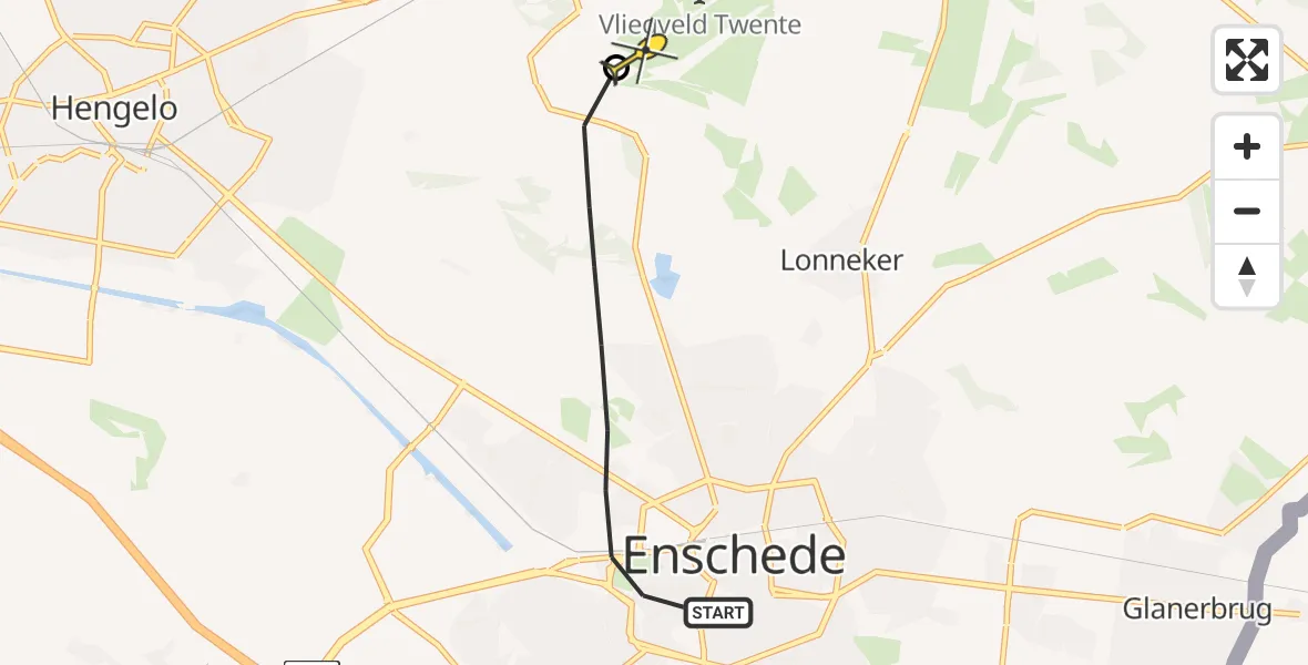 Routekaart van de vlucht: Lifeliner 4 naar Twente Airport, Parkweg
