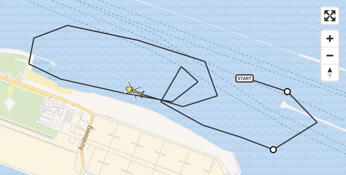 Routekaart van de vlucht: Politiehelikopter naar Maasvlakte, Noorderhoofd