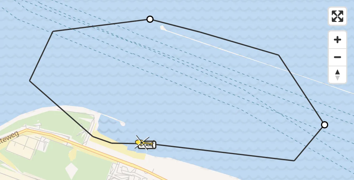 Routekaart van de vlucht: Politieheli naar Maasvlakte, Maasvlakteweg