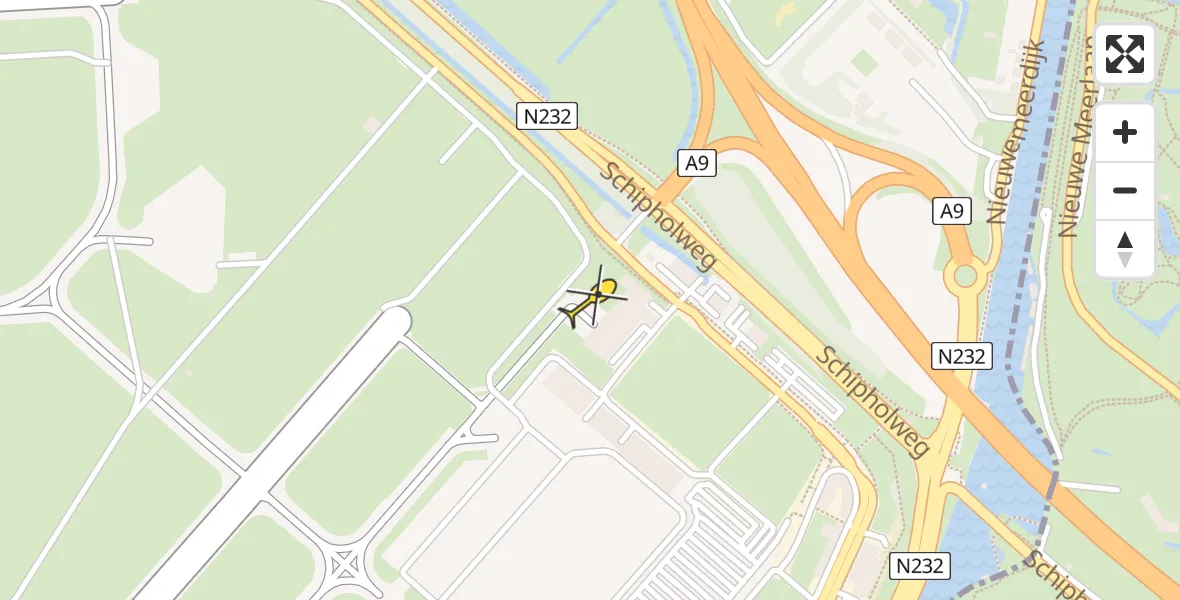 Vluchtroute Politiehelikopter van Schiphol naar Schiphol