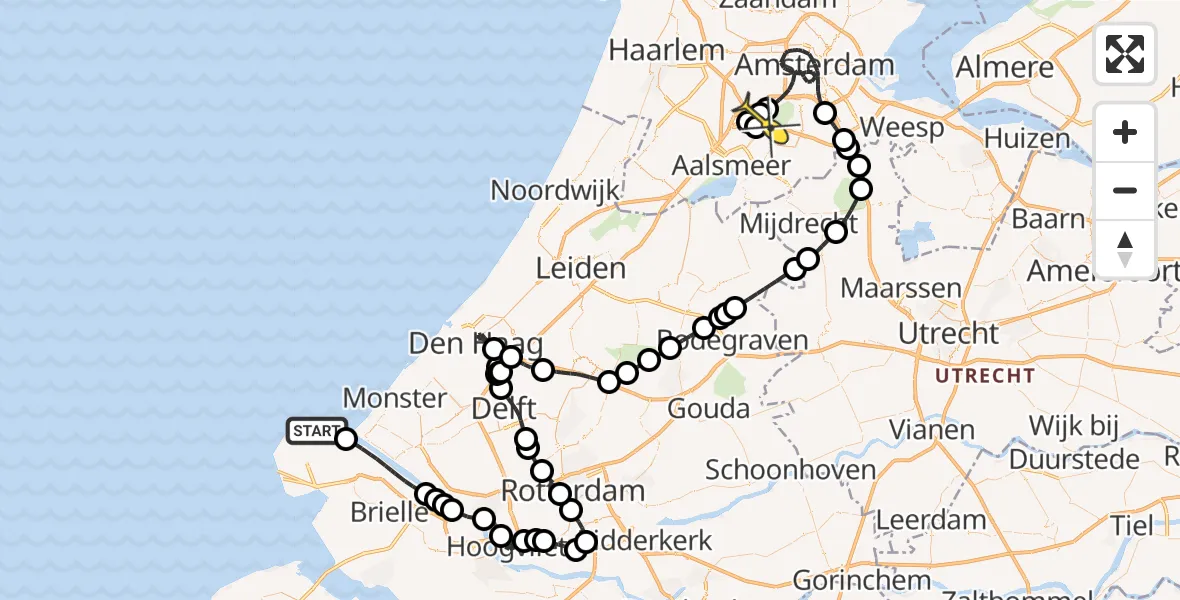 Routekaart van de vlucht: Politieheli naar Schiphol, Maasmond