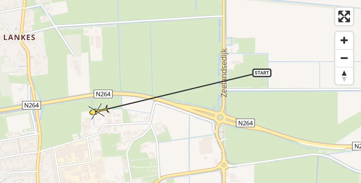 Routekaart van de vlucht: Traumahelikopter naar Volkel, Lagenheuvelstraat