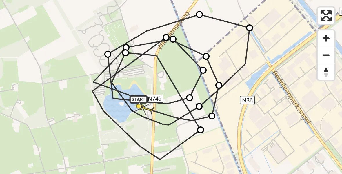 Routekaart van de vlucht: Politieheli naar Wierden, Wierdenseweg