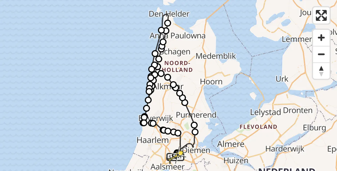 Routekaart van de vlucht: Politieheli naar Schiphol, Loevesteinse Randweg