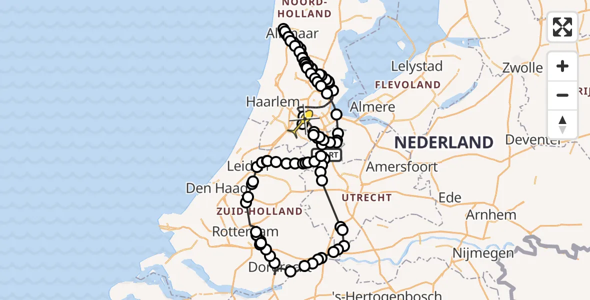 Routekaart van de vlucht: Politieheli naar Schiphol, Veenkade