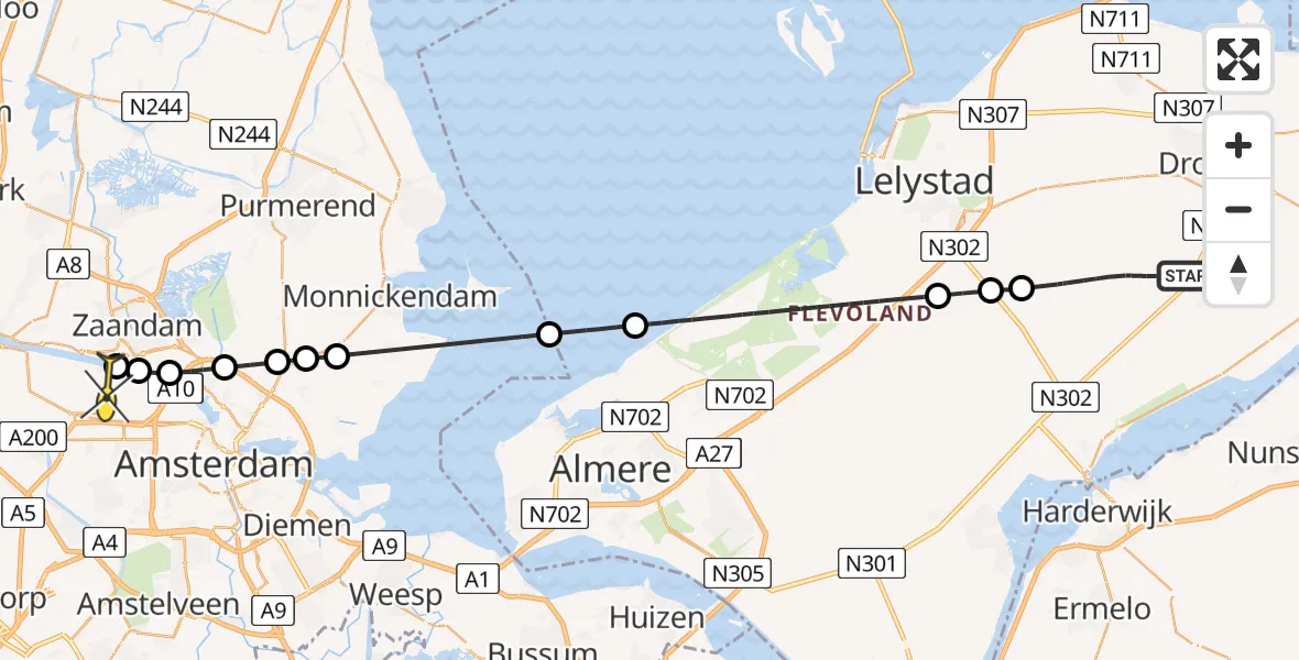 Routekaart van de vlucht: Lifeliner 1 naar Amsterdam Heliport, Swifterweg