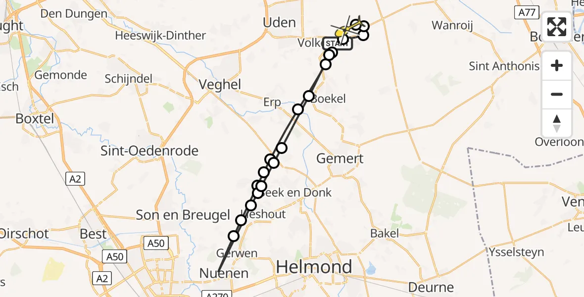 Routekaart van de vlucht: Lifeliner 3 naar Vliegbasis Volkel, Heikantstraat