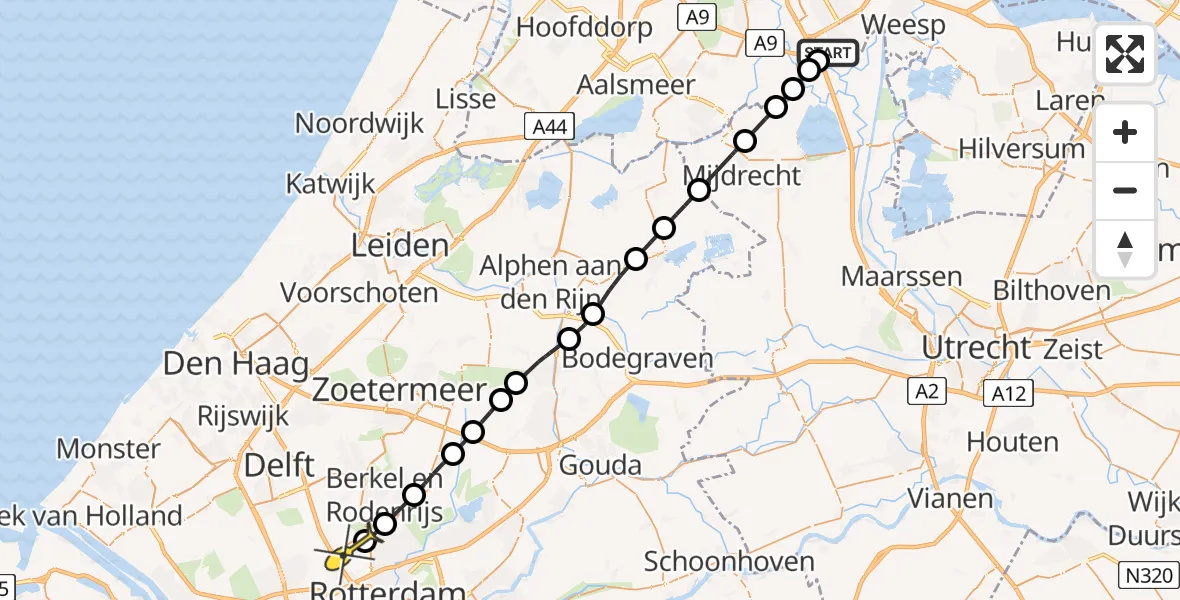 Routekaart van de vlucht: Lifeliner 2 naar Rotterdam The Hague Airport, Malpensabaan