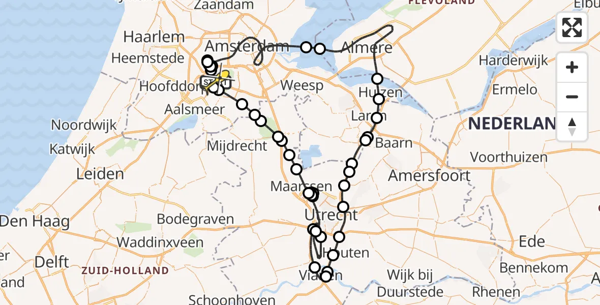 Routekaart van de vlucht: Politieheli naar Schiphol, Thermiekstraat