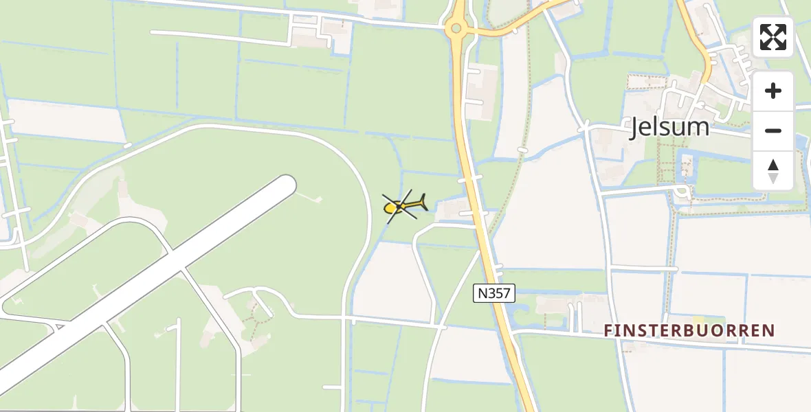 Vluchtroute Ambulancehelikopter van Vliegbasis Leeuwarden naar Vliegbasis Leeuwarden