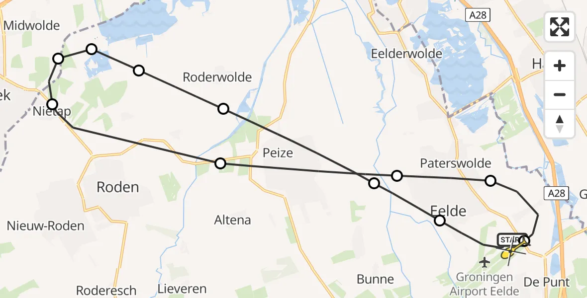 Routekaart van de vlucht: Lifeliner 4 naar Groningen Airport Eelde, Eskampenweg