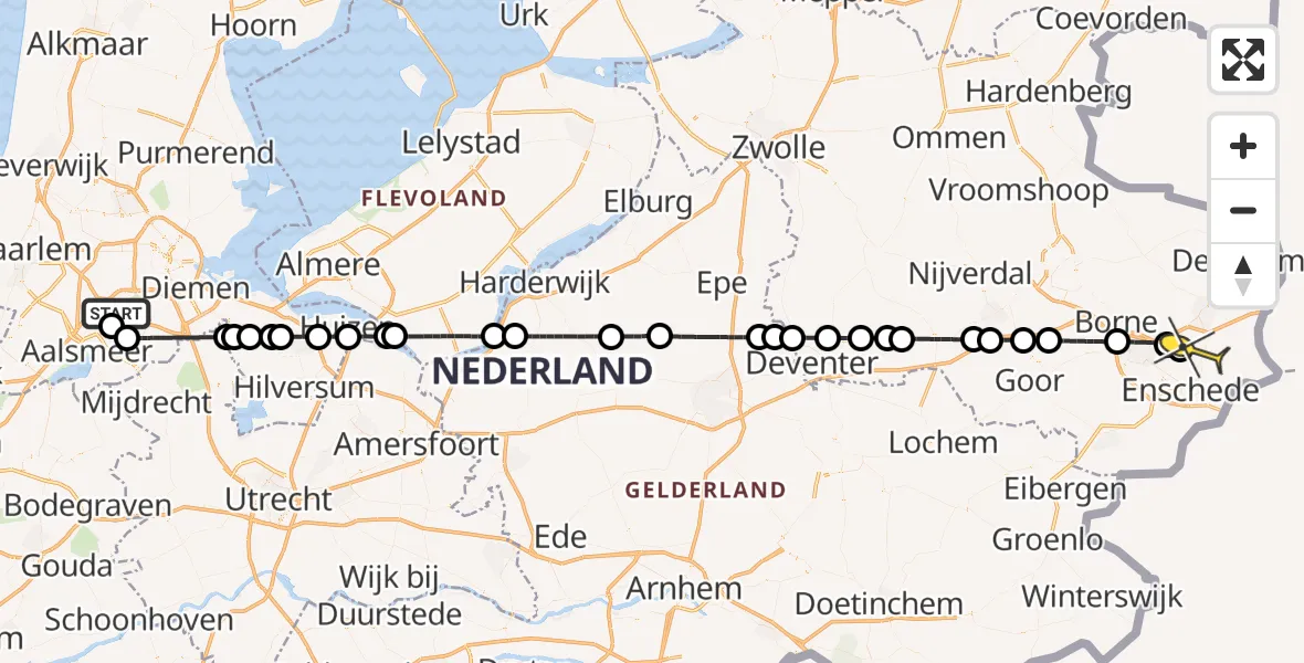 Routekaart van de vlucht: Politieheli naar Twente Airport, Zanderijstraat