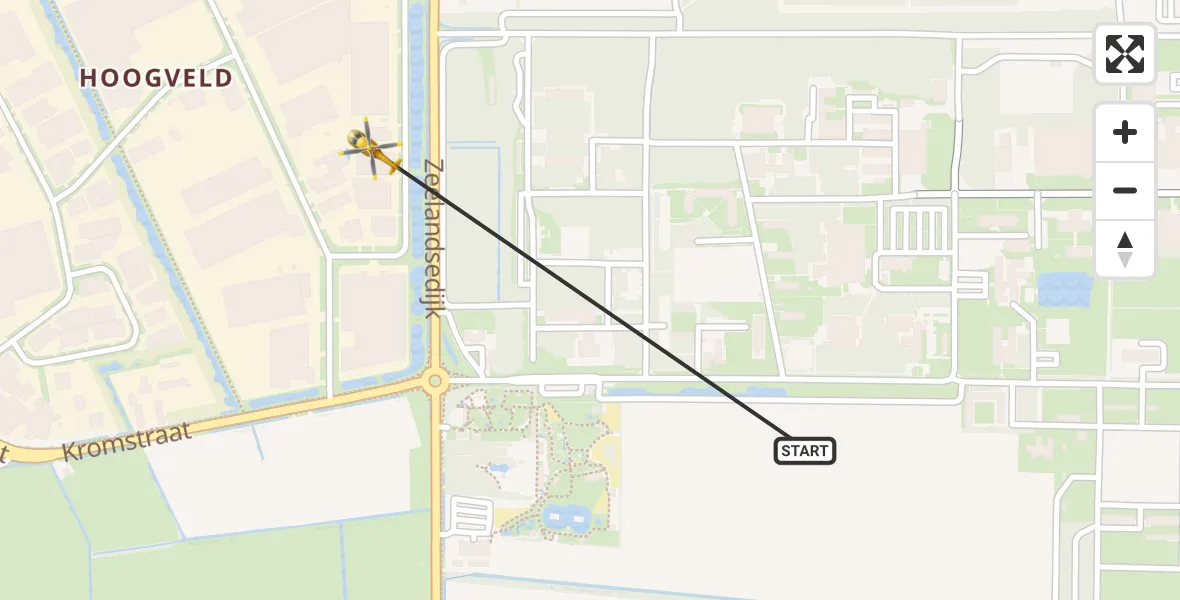 Routekaart van de vlucht: Traumahelikopter naar Vliegbasis Volkel, Jagersveld
