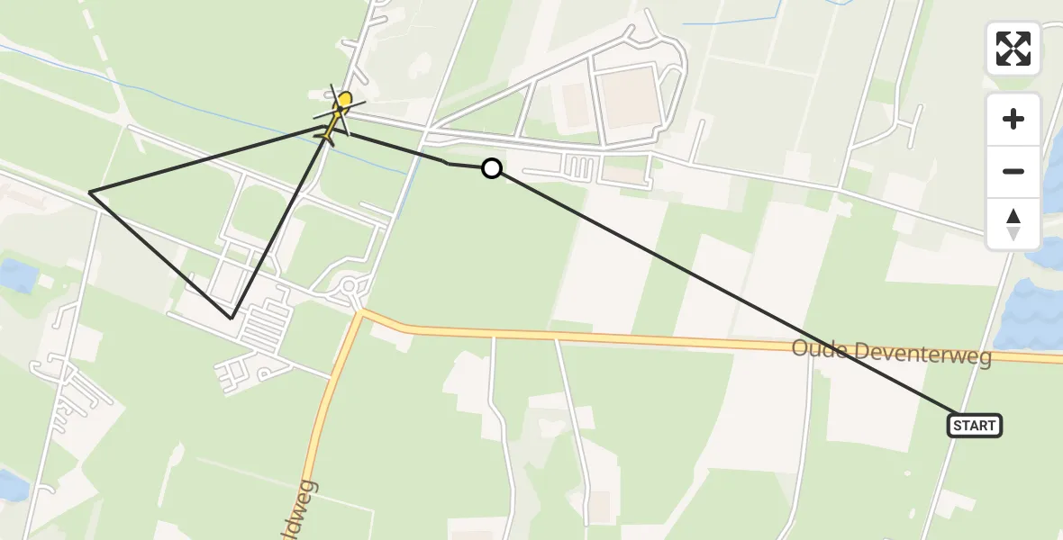 Routekaart van de vlucht: Politieheli naar Twente Airport, Vliegbasis Twente