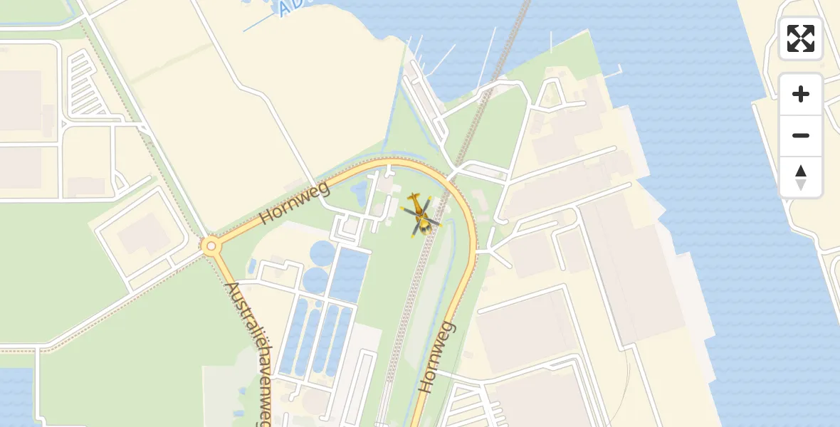 Routekaart van de vlucht: Traumahelikopter naar Amsterdam Heliport