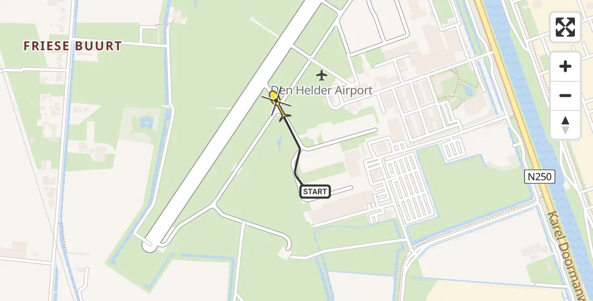 Vluchtroute  van Vliegveld De Kooy naar Vliegveld De Kooy