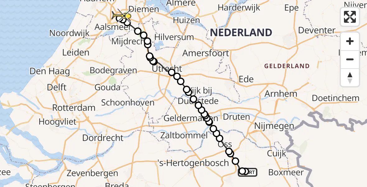 Routekaart van de vlucht: Politieheli naar Schiphol, Venstraat