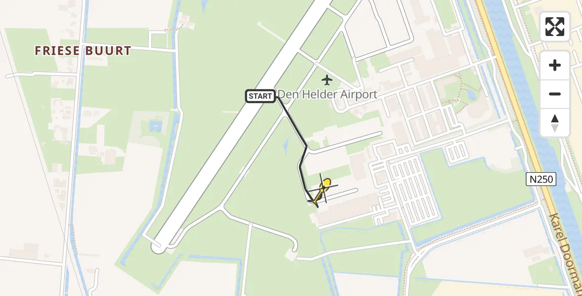 Vluchtroute  van Vliegveld De Kooy naar Vliegveld De Kooy