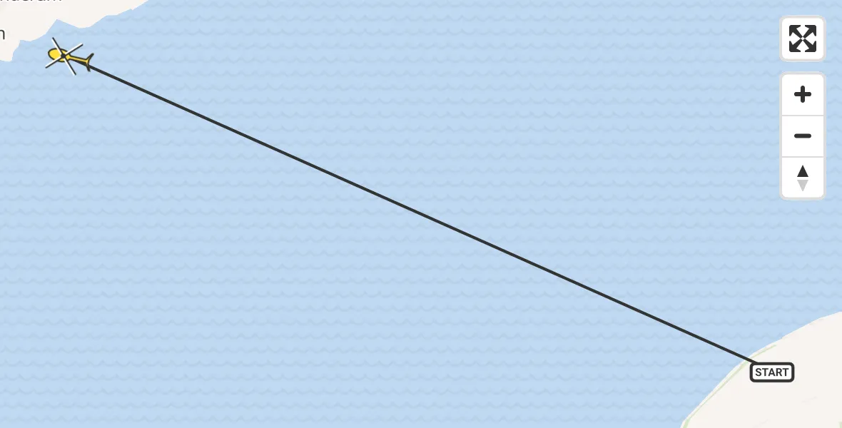 Routekaart van de vlucht: Ambulancehelikopter naar Formerum, 't Sehaal