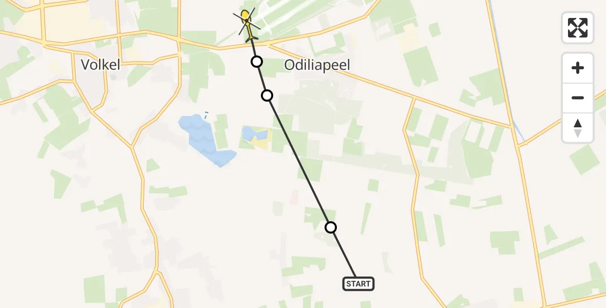 Routekaart van de vlucht: Lifeliner 3 naar Vliegbasis Volkel, Vogelstraat