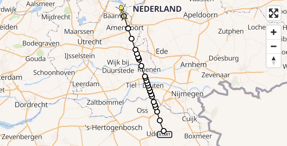 Routekaart van de vlucht: Lifeliner 3 naar Bunschoten-Spakenburg, Achter-Oventje