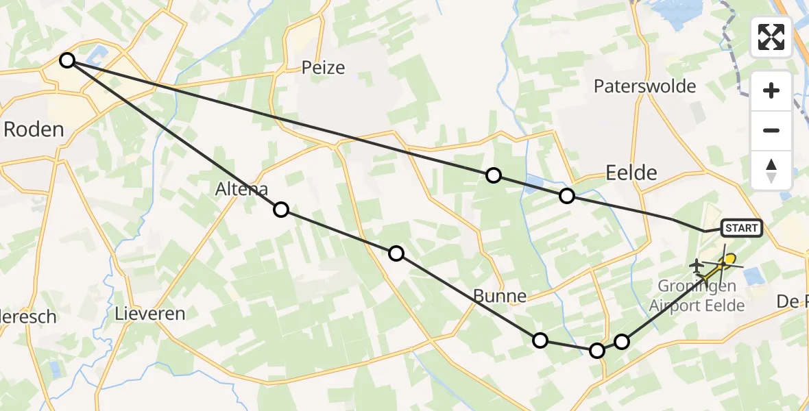 Routekaart van de vlucht: Lifeliner 4 naar Groningen Airport Eelde, Eskampenweg