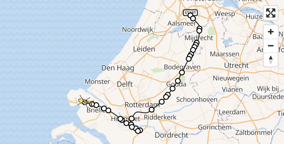 Routekaart van de vlucht: Politieheli naar Maasvlakte, Van Weerden-Poelmanweg