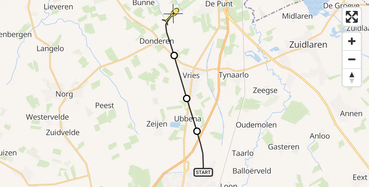 Routekaart van de vlucht: Lifeliner 4 naar Donderen, Het Grote Veld