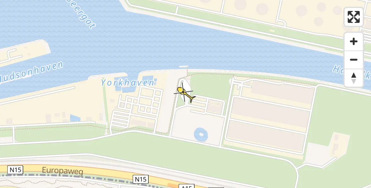 Routekaart van de vlucht: Politiehelikopter naar Maasvlakte