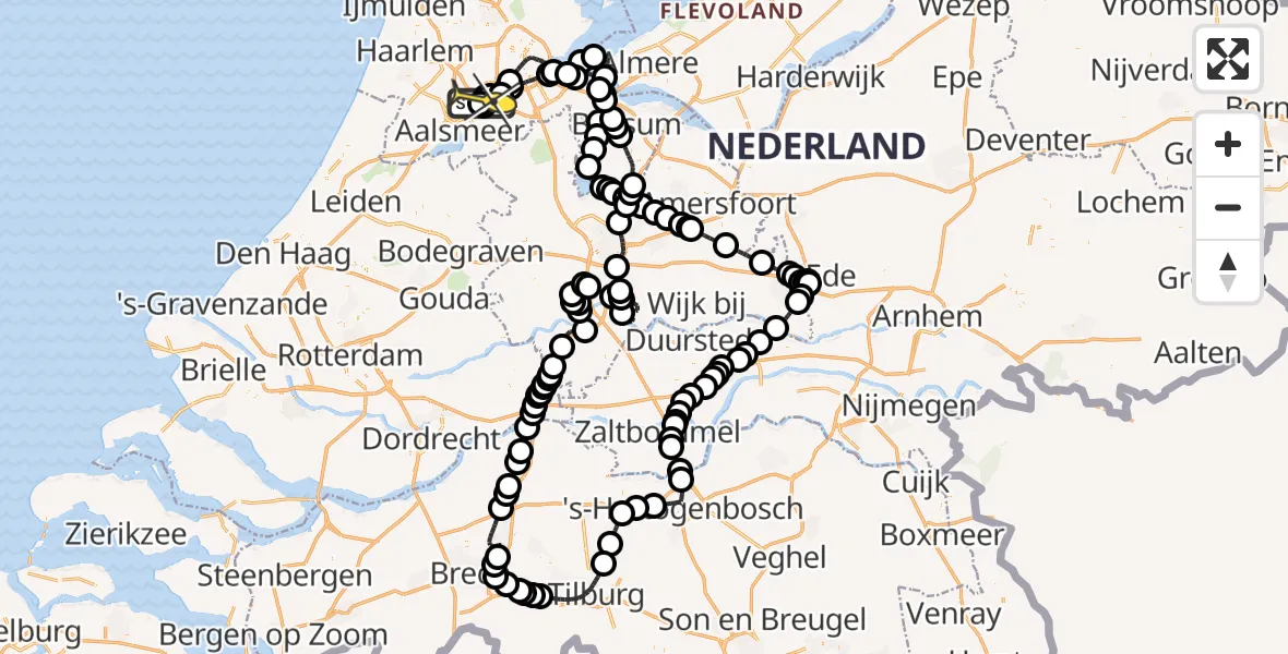 Routekaart van de vlucht: Politieheli naar Schiphol, Nieuwemeerdijk