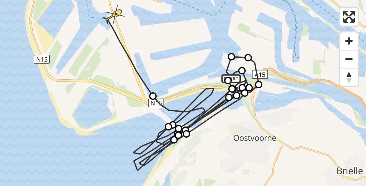 Routekaart van de vlucht: Politieheli naar Maasvlakte, Hoofdstraat