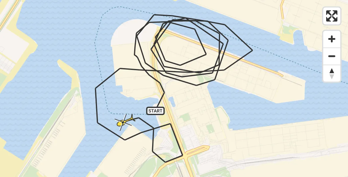 Routekaart van de vlucht: Politiehelikopter naar Maasvlakte, Pieter van Vollenhovenweg
