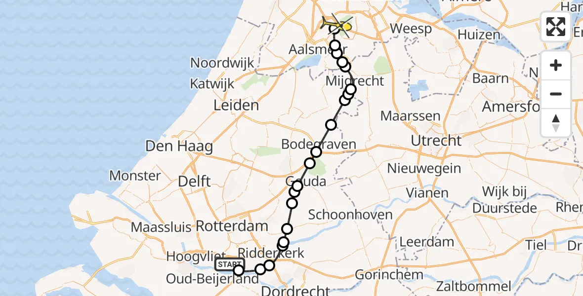 Routekaart van de vlucht: Politieheli naar Schiphol, Essendijk