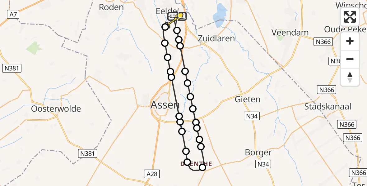 Routekaart van de vlucht: Lifeliner 4 naar Groningen Airport Eelde, Breukenweg
