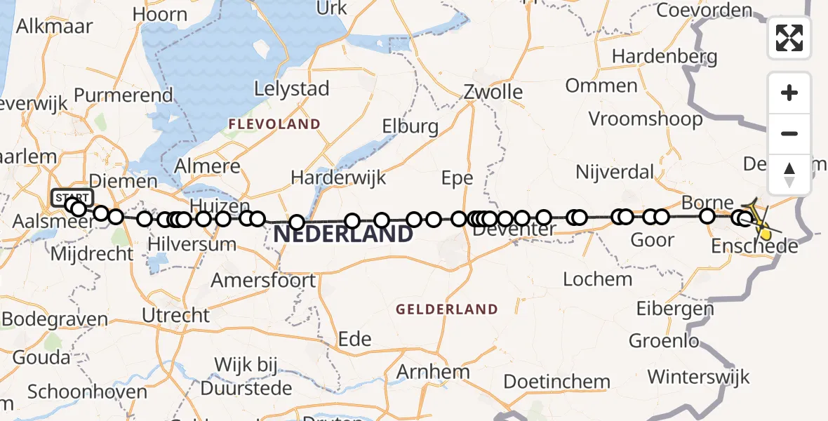 Routekaart van de vlucht: Politieheli naar Enschede, Westerkimweg