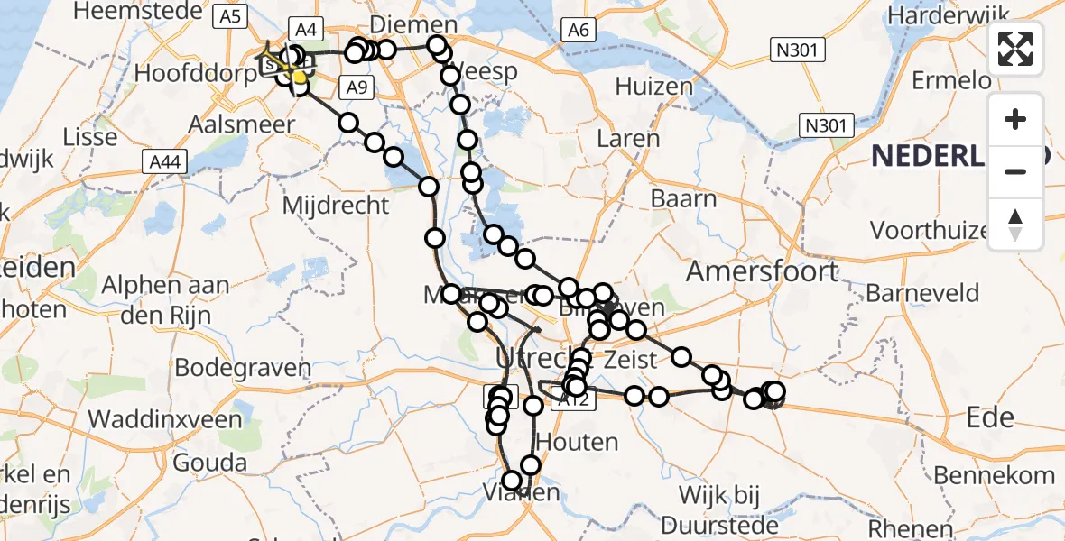 Routekaart van de vlucht: Politieheli naar Schiphol, Van Weerden-Poelmanweg