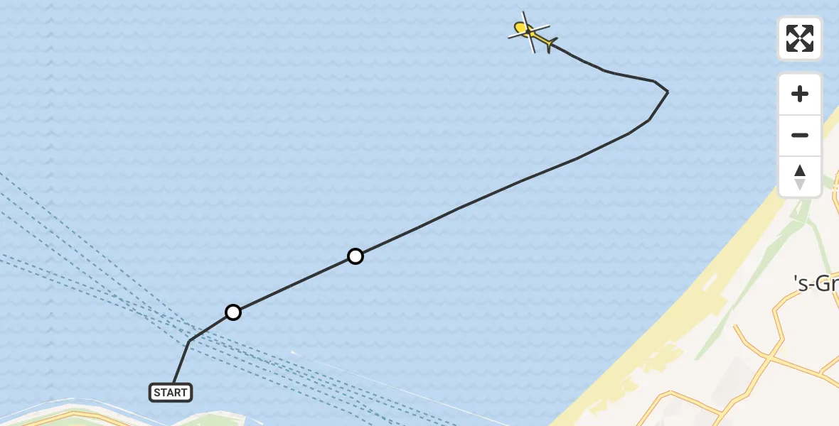 Routekaart van de vlucht: Kustwachthelikopter naar 