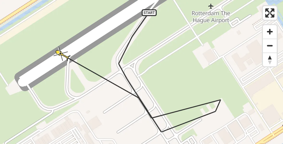 Routekaart van de vlucht: Kustwachthelikopter naar Rotterdam The Hague Airport, Fornebubaan