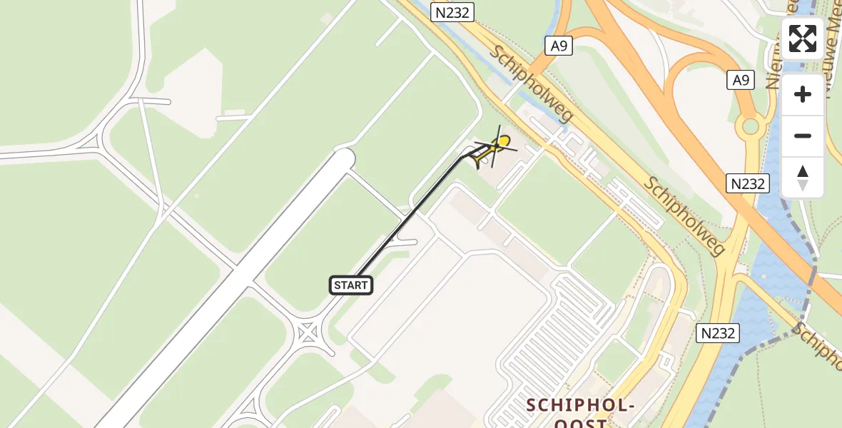 Vluchtroute Politiehelikopter van Schiphol naar Schiphol