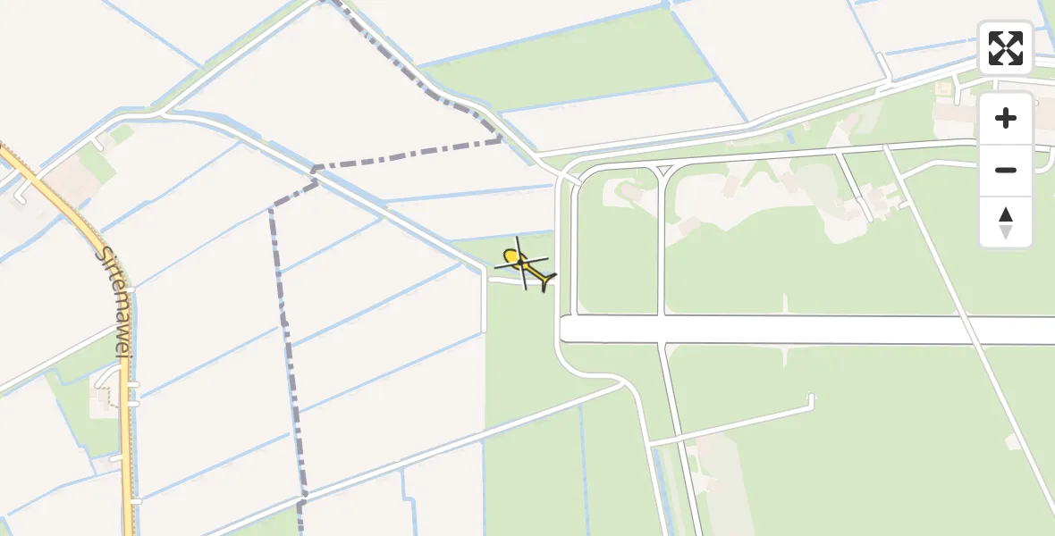 Routekaart van de vlucht: Ambulancehelikopter naar Vliegbasis Leeuwarden