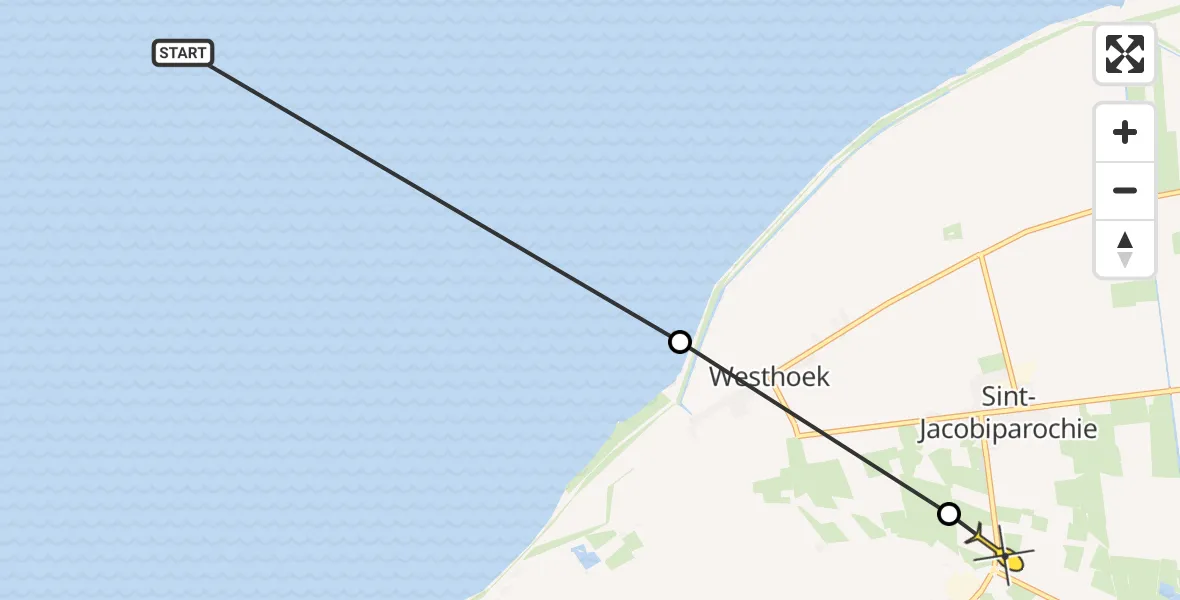 Routekaart van de vlucht: Ambulancehelikopter naar St.-Jacobiparochie, Sedyk