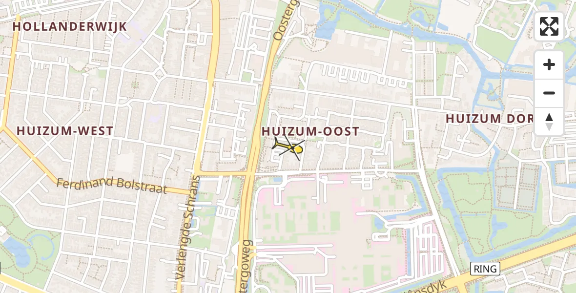 Vluchtroute Ambulancehelikopter van Leeuwarden naar Leeuwarden