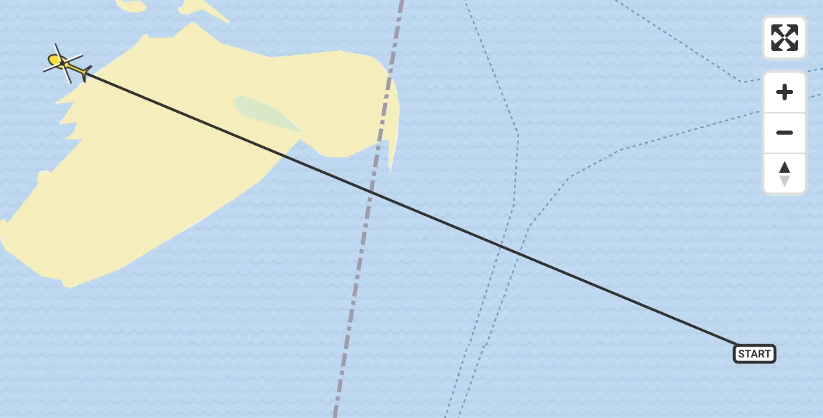 Routekaart van de vlucht: Ambulancehelikopter naar Vlieland