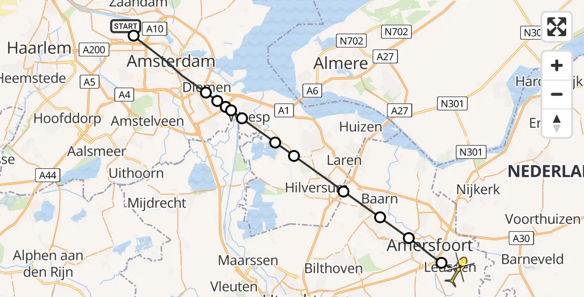 Routekaart van de vlucht: Lifeliner 1 naar Leusden, Maltaweg