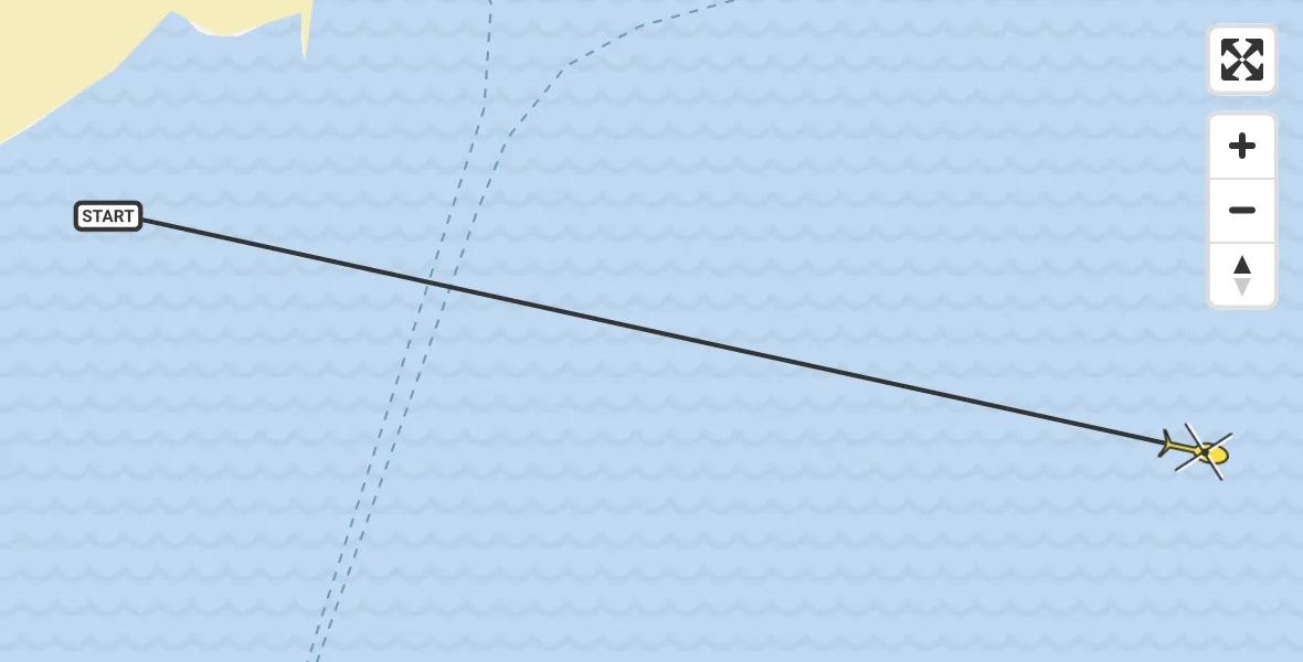 Routekaart van de vlucht: Ambulanceheli naar West-Terschelling