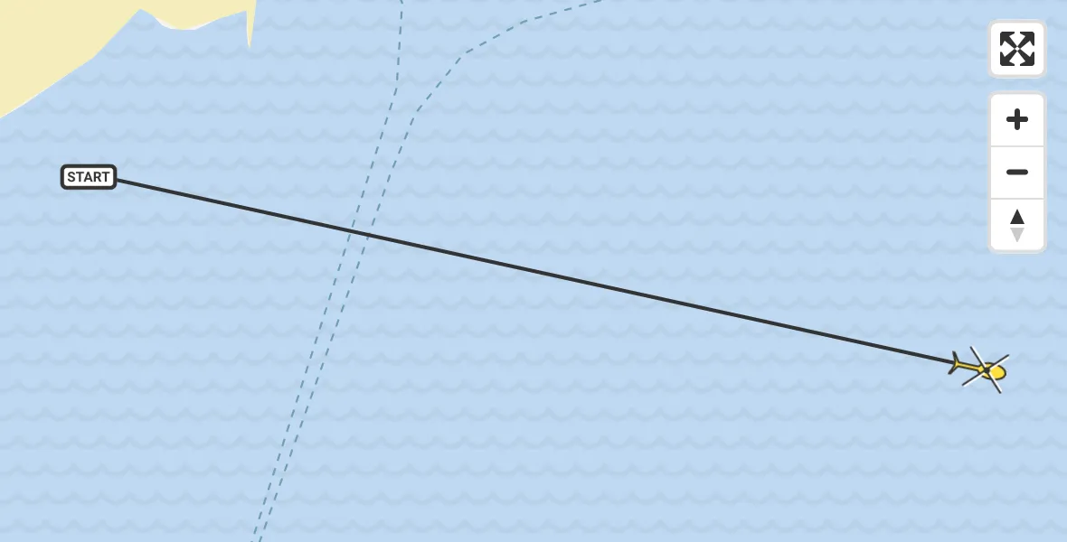 Routekaart van de vlucht: Ambulancehelikopter naar West-Terschelling
